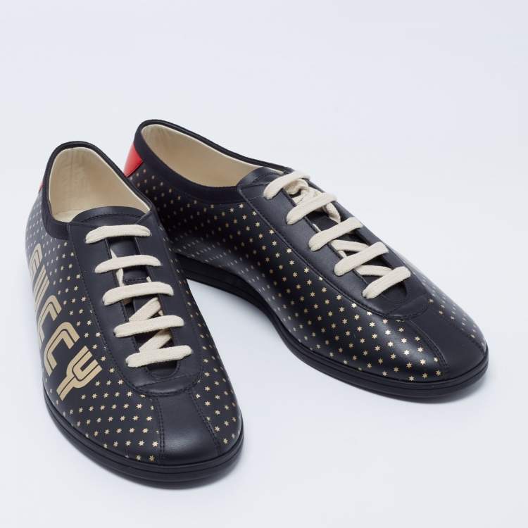 Pre Owned Gucci Black Star Print Leather Guccy Falacer Low Top Sneakers Size 41