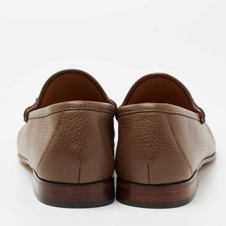 Pre Owned Gucci Brown Leather Horsebit  Loafers Size 42