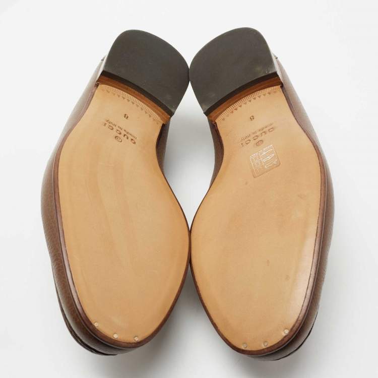 Pre Owned Gucci Brown Leather Horsebit  Loafers Size 42