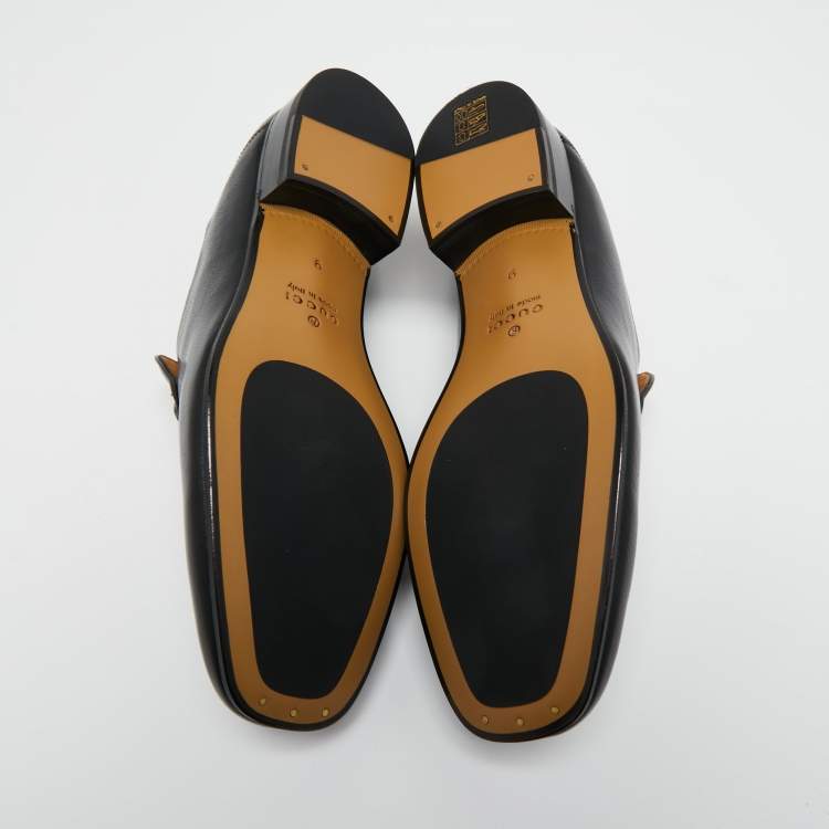 Pre Owned Gucci Black Leather Jordaan Horsebit Loafers Size 43