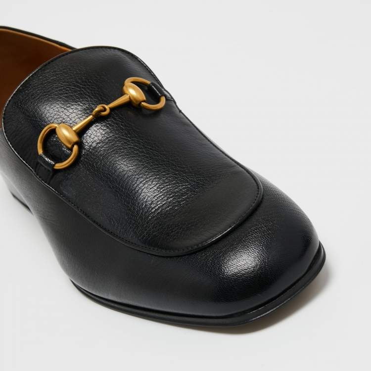 Pre Owned Gucci Black Leather Jordaan Horsebit Loafers Size 43