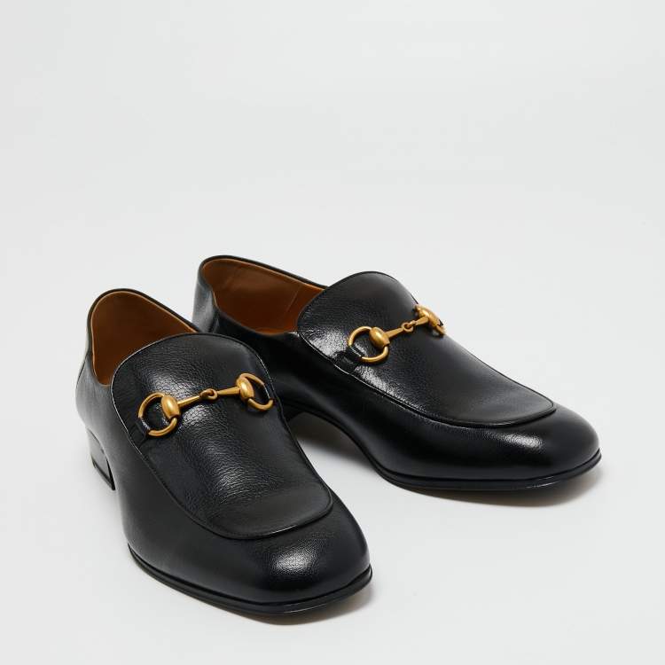 Pre Owned Gucci Black Leather Jordaan Horsebit Loafers Size 43