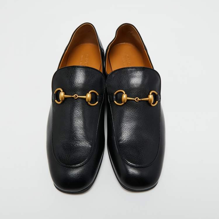Pre Owned Gucci Black Leather Jordaan Horsebit Loafers Size 43