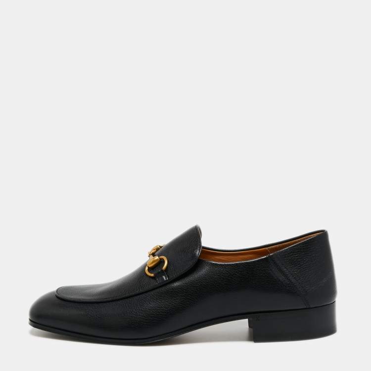 Pre Owned Gucci Black Leather Jordaan Loafers Size 44