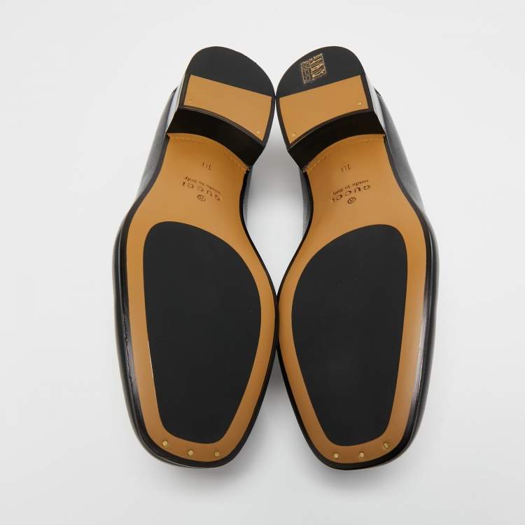 Pre Owned Gucci Black Leather Jordaan Loafers Size 44