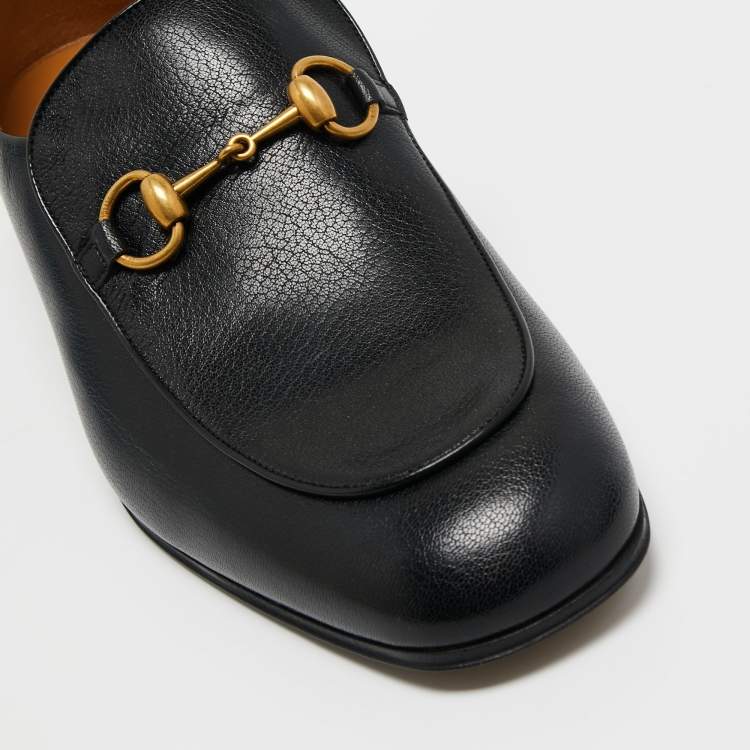 Pre Owned Gucci Black Leather Jordaan Loafers Size 44