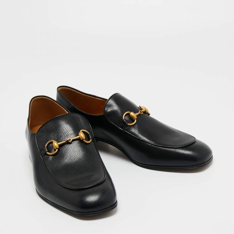 Pre Owned Gucci Black Leather Jordaan Loafers Size 44
