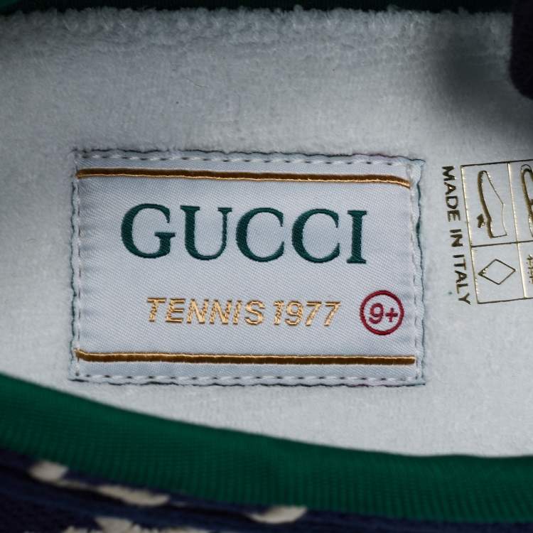 Pre Owned Gucci Blue Canvas Tennis 1977 Sneakers Size 43.5