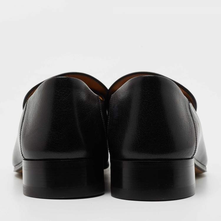 Pre Owned Gucci Black Leather Jordaan Horsebit Slip On Loafers Size 43