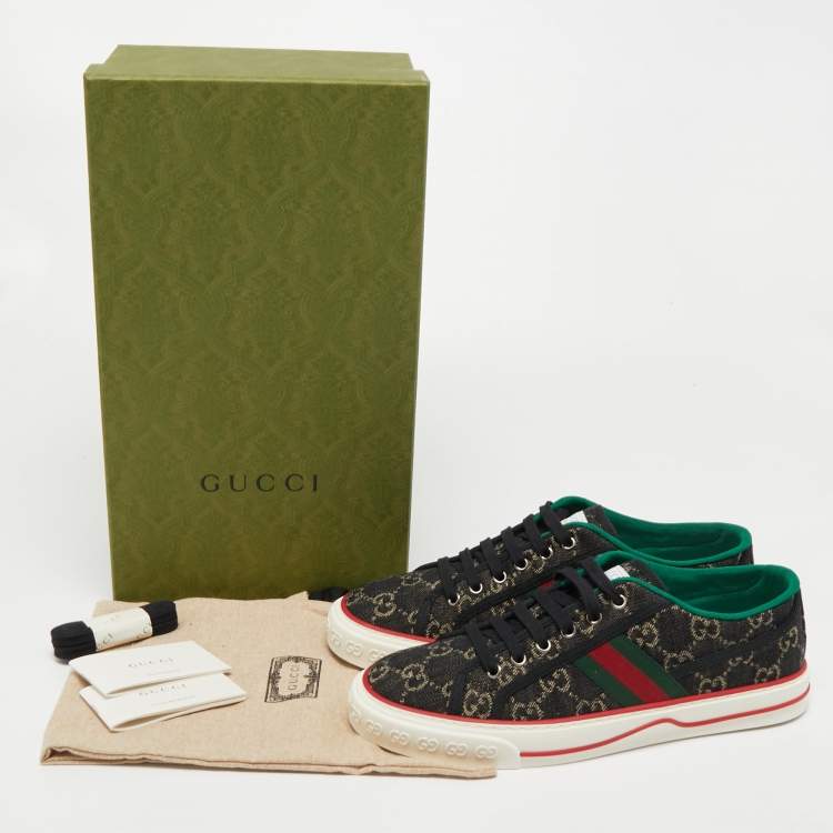 Pre Owned Gucci Navy Blue Demin Tennis 1977 Sneakers Size 41