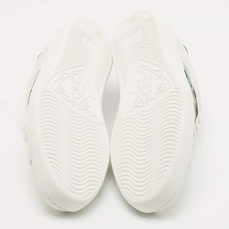 Pre Owned Gucci White Leather Gucci Band Embroidery Ace Sneakers Size 39.5
