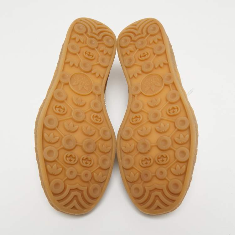 Pre Owned Gucci X Adidas Brown Canvas Gazelle Sneaker Size 42.5