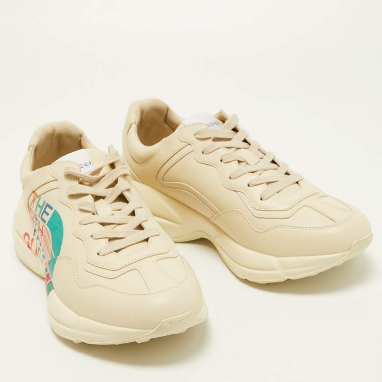 Pre Owned Gucci x The North Face Cream Leather Rhyton Sneakers Size 43