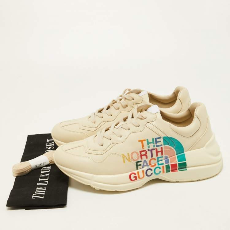 Pre Owned Gucci x The North Face Cream Leather Rhyton Sneakers Size 43