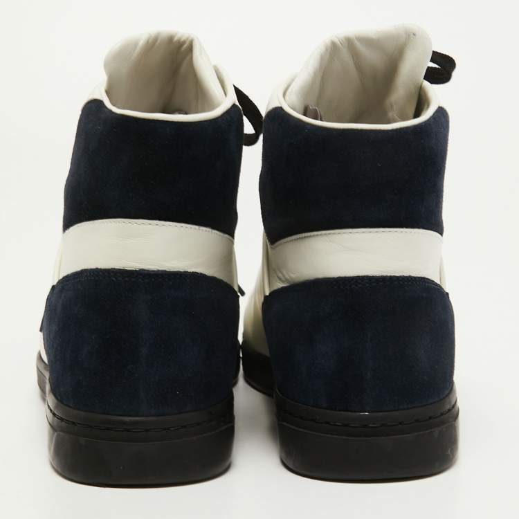 Pre Owned Gucci Navy Blue/White Suede and Leather CC Low Top Sneakers Size 43.5