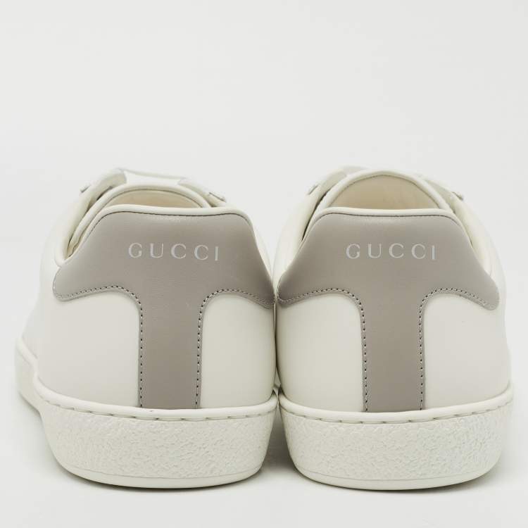 Pre Owned Gucci White Perforated Interlocking G Leather Ace Sneakers Size 44.5