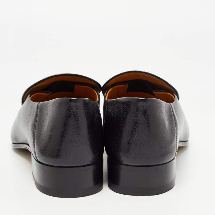Pre Owned Gucci Black Leather Jordaan Loafers Size 43