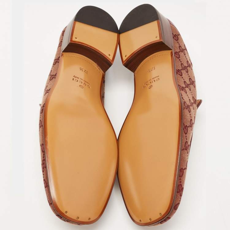 Pre Owned Gucci Two Tone GG Canvas Jordaan Loafers Size 46.5