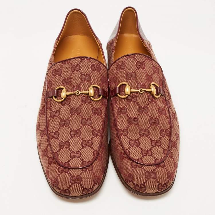 Pre Owned Gucci Two Tone GG Canvas Jordaan Loafers Size 46.5