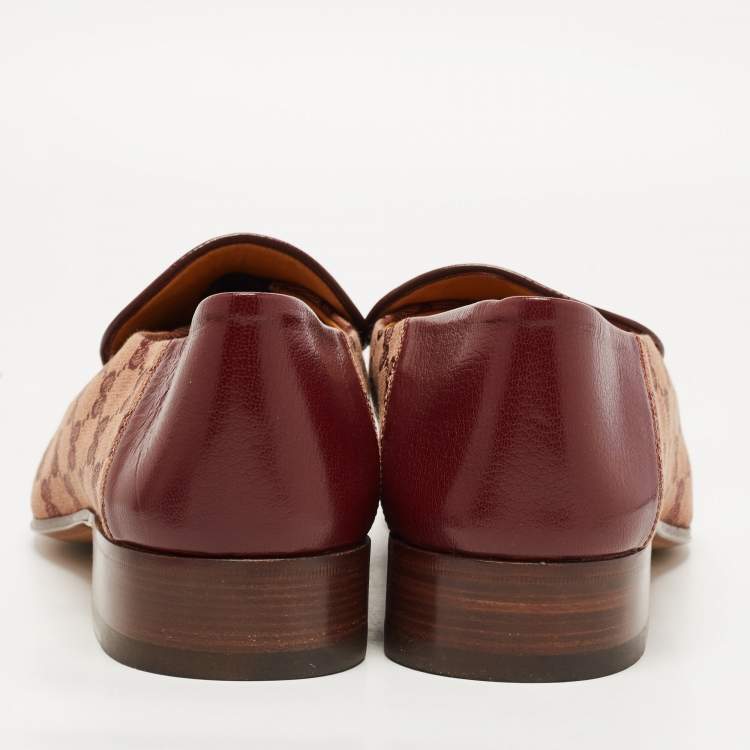 Pre Owned Gucci Two Tone GG Canvas Jordaan Loafers Size 46.5