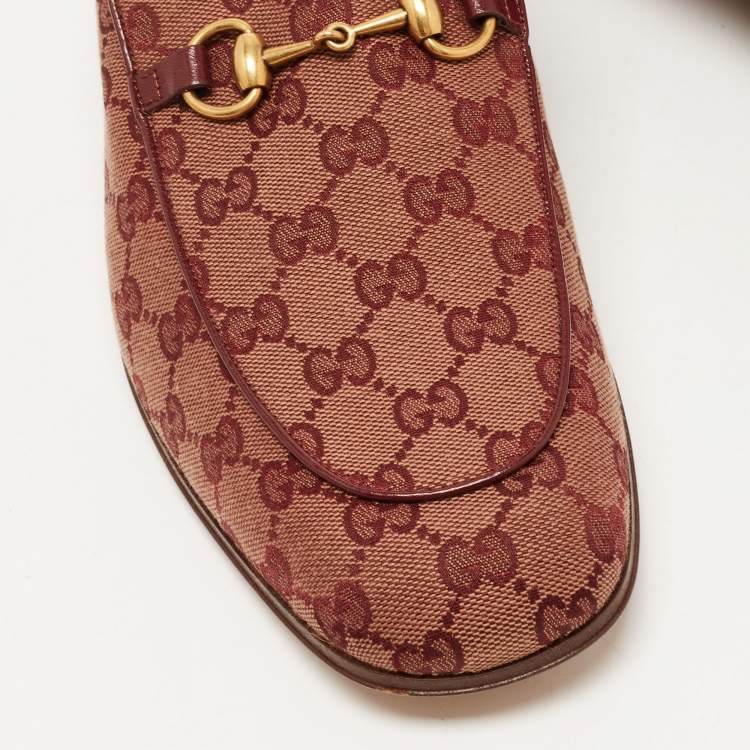Pre Owned Gucci Two Tone GG Canvas Jordaan Loafers Size 46.5