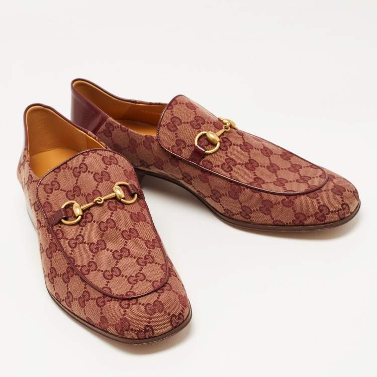 Pre Owned Gucci Two Tone GG Canvas Jordaan Loafers Size 46.5
