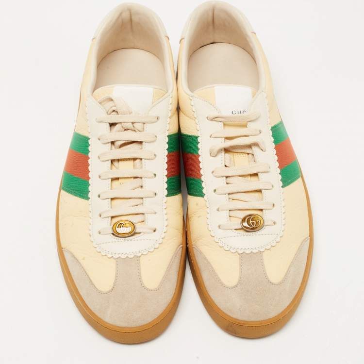 Pre Owned Gucci Tricolor Leather and Suede G74 Sneakers Size 46