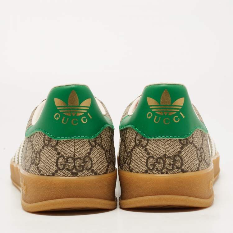 Pre Owned Adidas x Gucci Beige/Brown GG Canvas Gazelle Low Top Sneakers Size 44