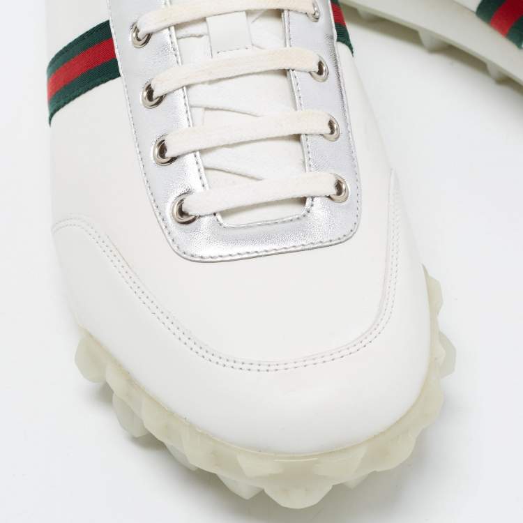 Pre Owned Gucci Tricolor Leather ACE Web Low Top Sneakers Size 46