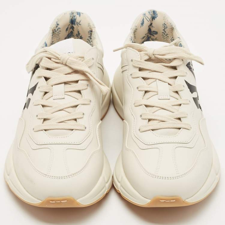 Pre Owned Gucci Cream Leather Rhyton NY Yankees Low Top Sneakers Size 40