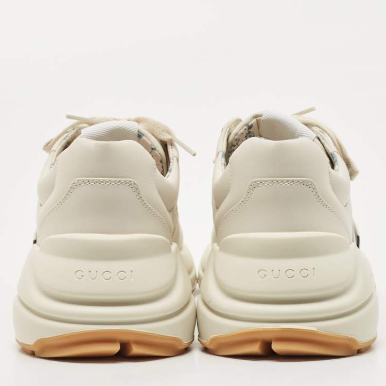 Pre Owned Gucci Cream Leather Rhyton NY Yankees Low Top Sneakers Size 40