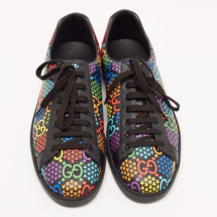 Pre Owned Gucci Multicolor GG Supreme Canvas and Leather Psychedelic Ace Sneakers Size 44