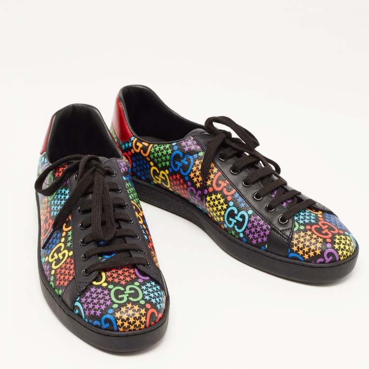 Pre Owned Gucci Multicolor GG Supreme Canvas and Leather Psychedelic Ace Sneakers Size 44