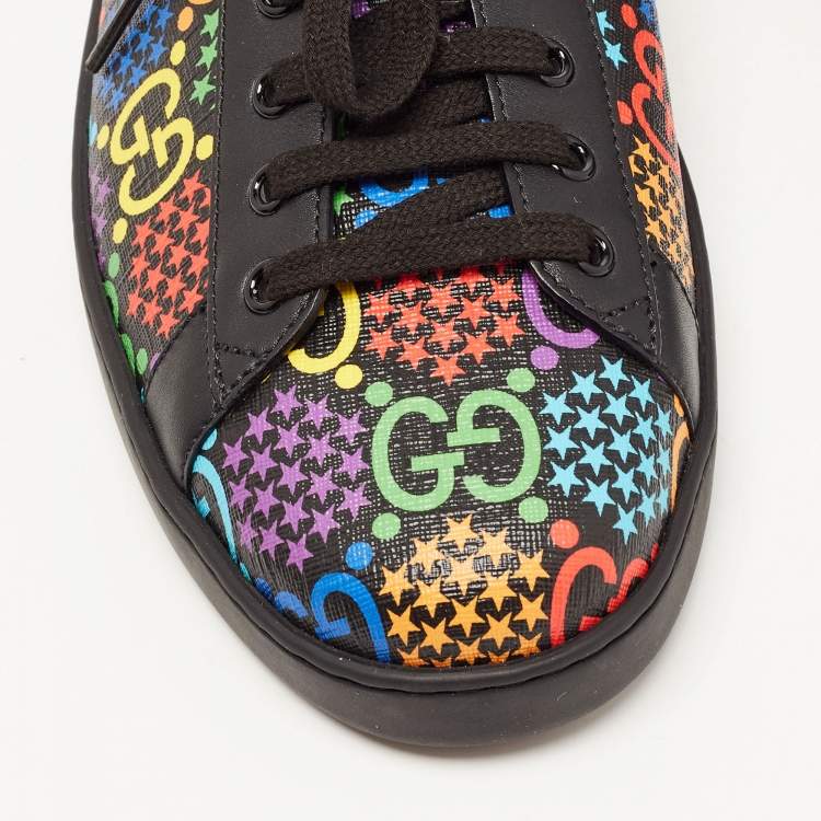 Pre Owned Gucci Multicolor GG Supreme Canvas and Leather Psychedelic Ace Sneakers Size 44
