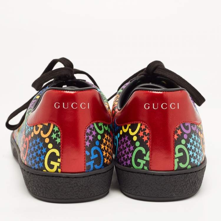 Pre Owned Gucci Multicolor GG Supreme Canvas and Leather Psychedelic Ace Sneakers Size 44