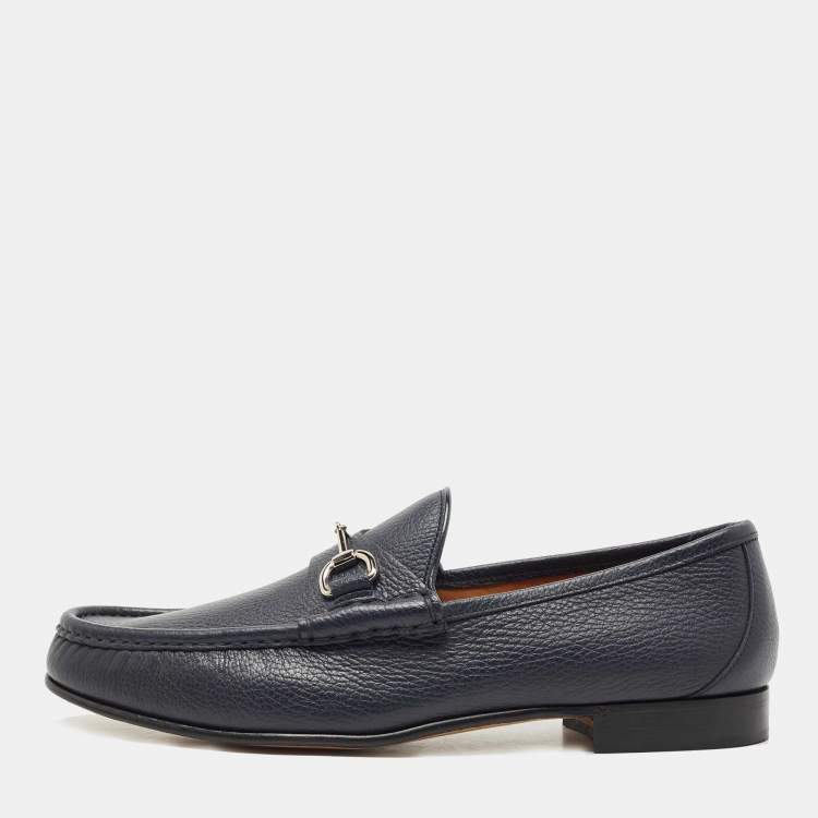 Gucci Navy Blue Leather Horsebit 1953 Loafers Size 45 Gucci | The ...