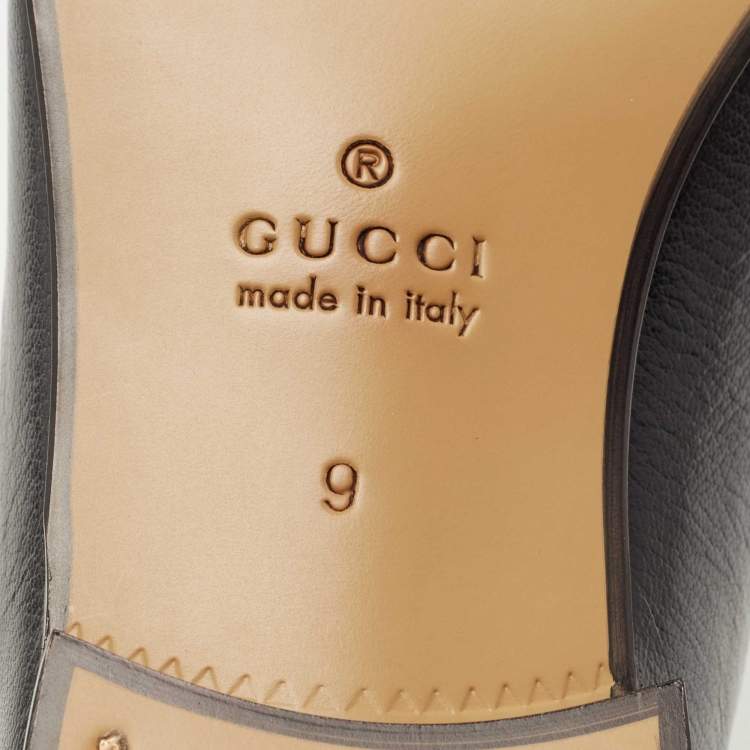 Pre Owned Gucci Black Leather Jordaan Horsebit Slip On Loafers Size 43