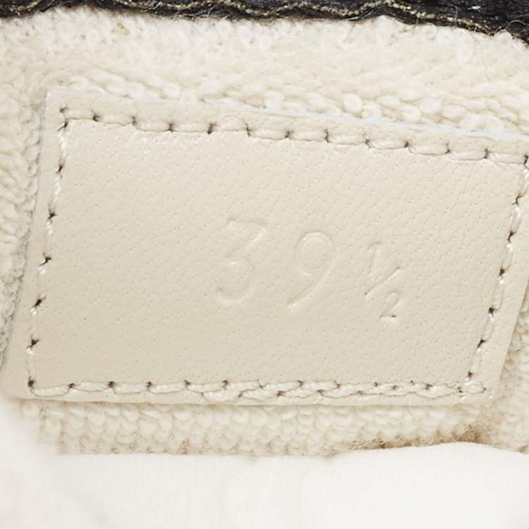 Pre Owned Gucci Cream Nubuck and Canvas Screener Low Top Sneakers Size 39.5