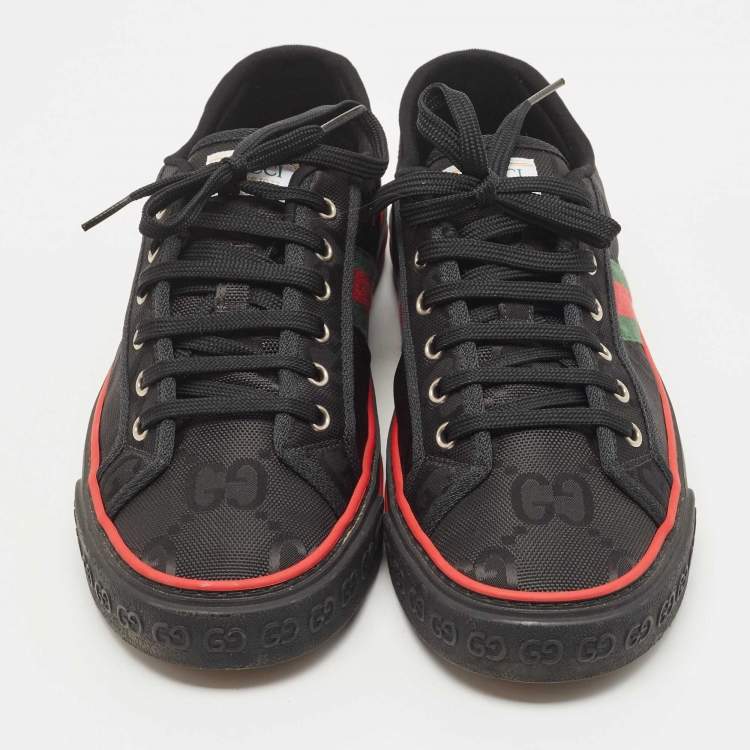 Pre Owned Gucci Black Canvas Tennis 1977 Low Top Sneakers Size 43