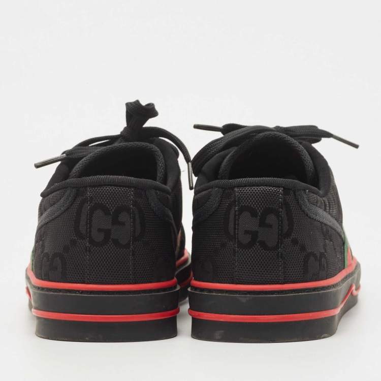 Pre Owned Gucci Black Canvas Tennis 1977 Low Top Sneakers Size 43