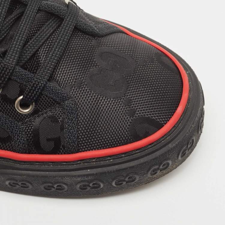 Pre Owned Gucci Black Canvas Tennis 1977 Low Top Sneakers Size 43