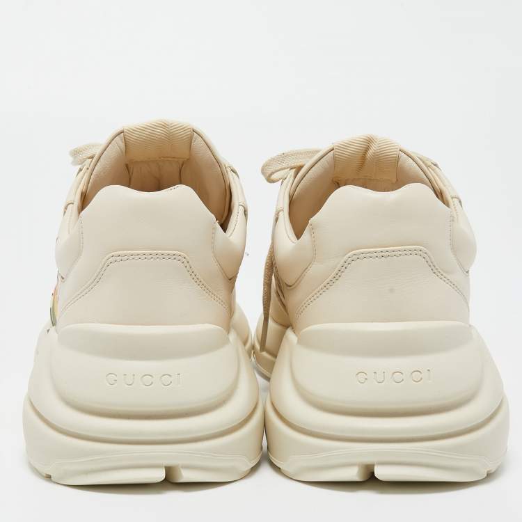 Pre Owned Gucci Cream Leather Rhyton Sneakers Size 43