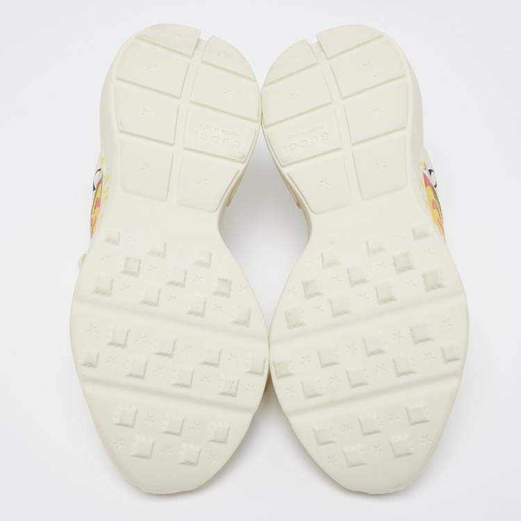Pre Owned Gucci Cream Leather Rhyton Sneakers Size 43