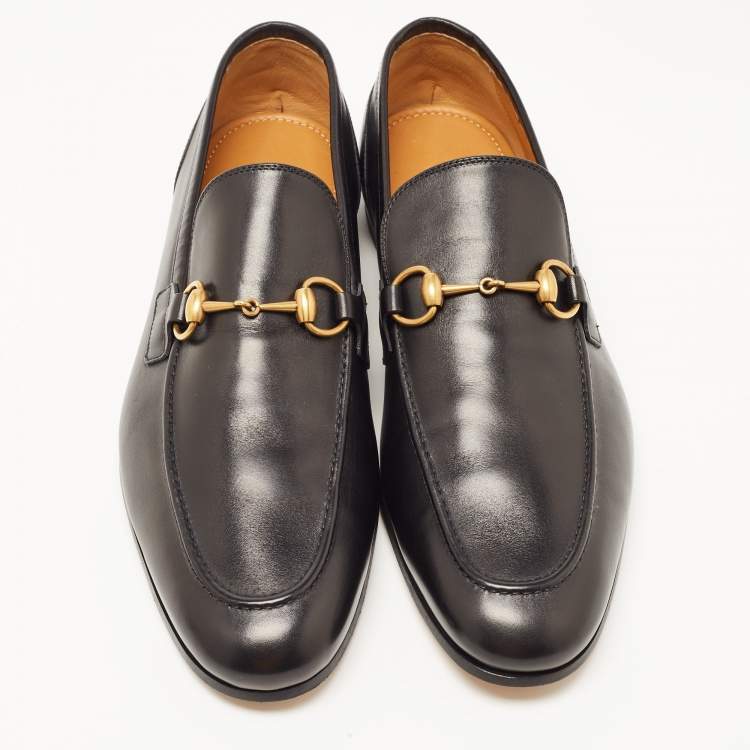 Pre Owned Gucci Black Leather Jordan Horsebit Loafers Size 44