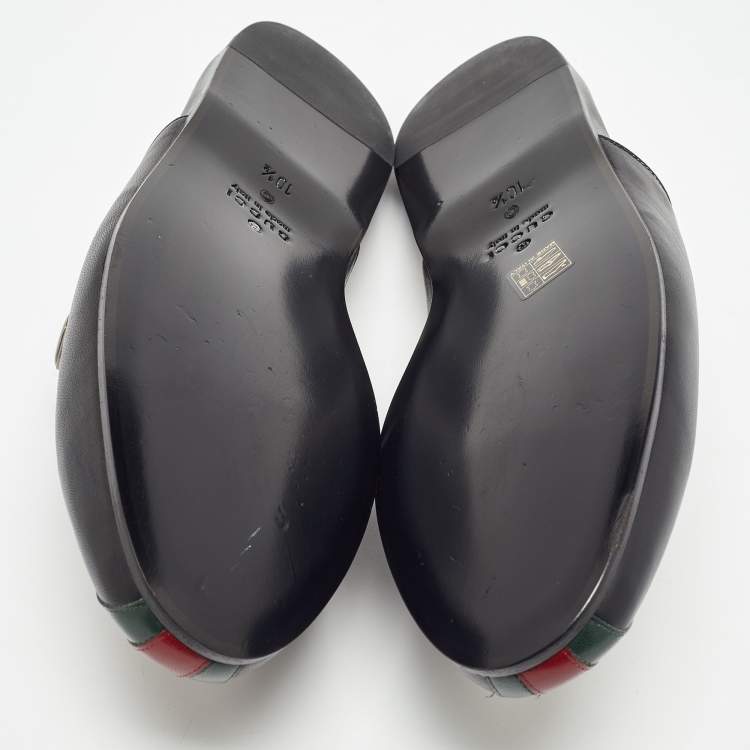 مملوكة مسبقًا Gucci Black Leather NY Yankees Flat Mules Size 44.5
