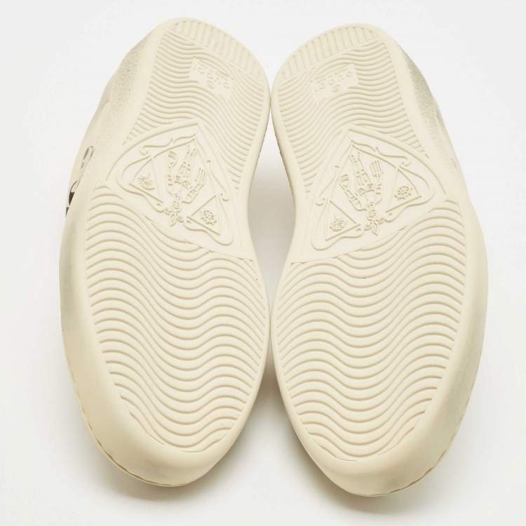 Pre Owned Gucci x Disney Cream Leather Mickey Mouse Ace Sneakers Size 39.5