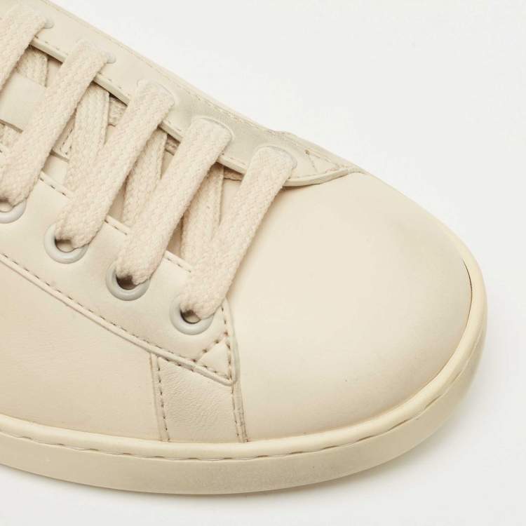Pre Owned Gucci x Disney Cream Leather Mickey Mouse Ace Sneakers Size 39.5