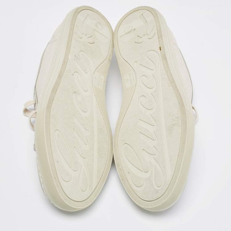 Pre Owned Gucci Beige GG Canvas and Leather Low Top Sneakers Size 42