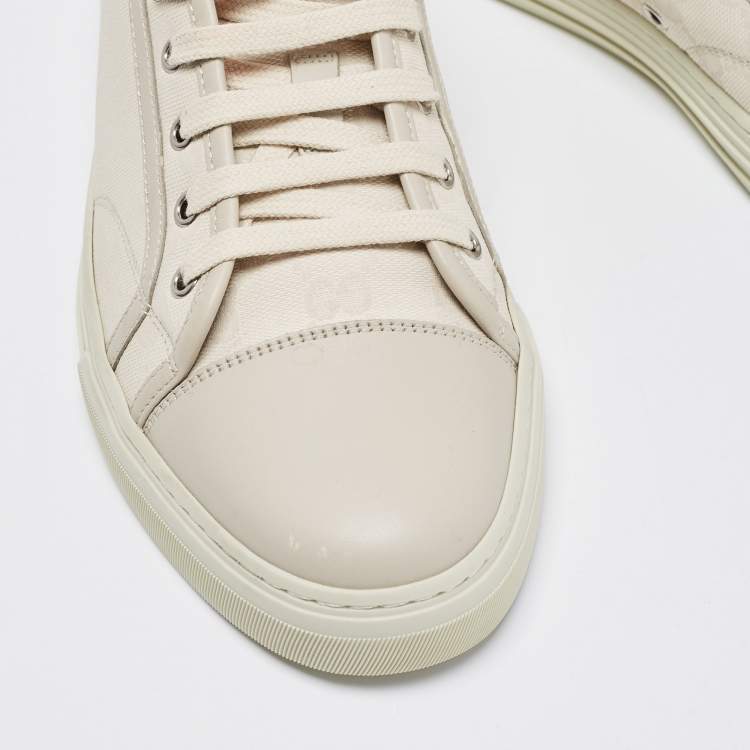 Pre Owned Gucci Beige GG Canvas and Leather Low Top Sneakers Size 42