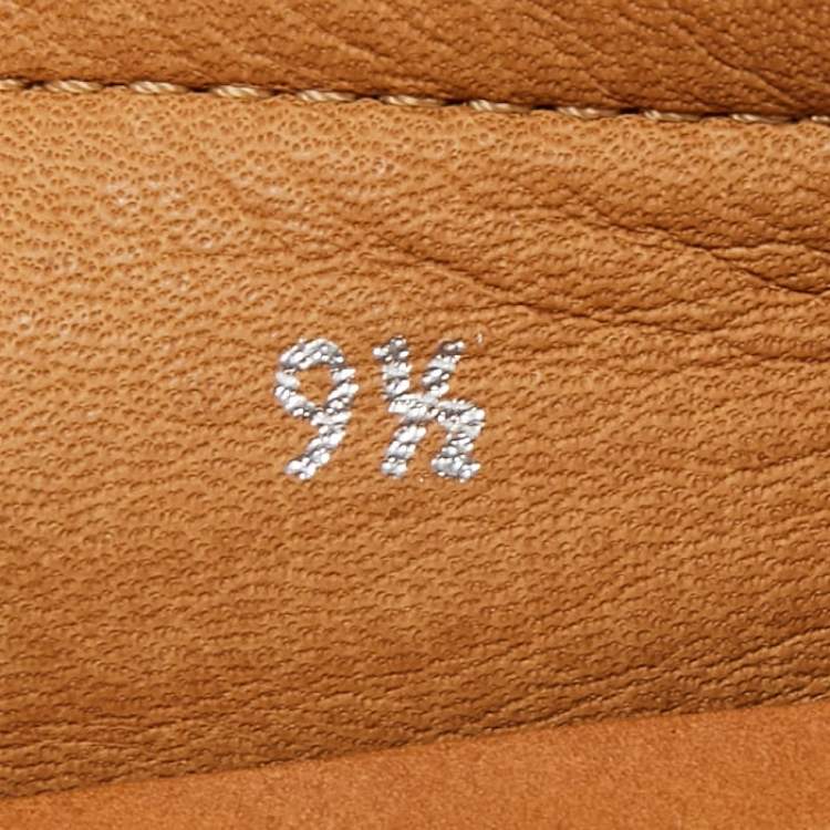 Pre Owned Gucci Cream Leather Web Slip On Loafers Size 43.5